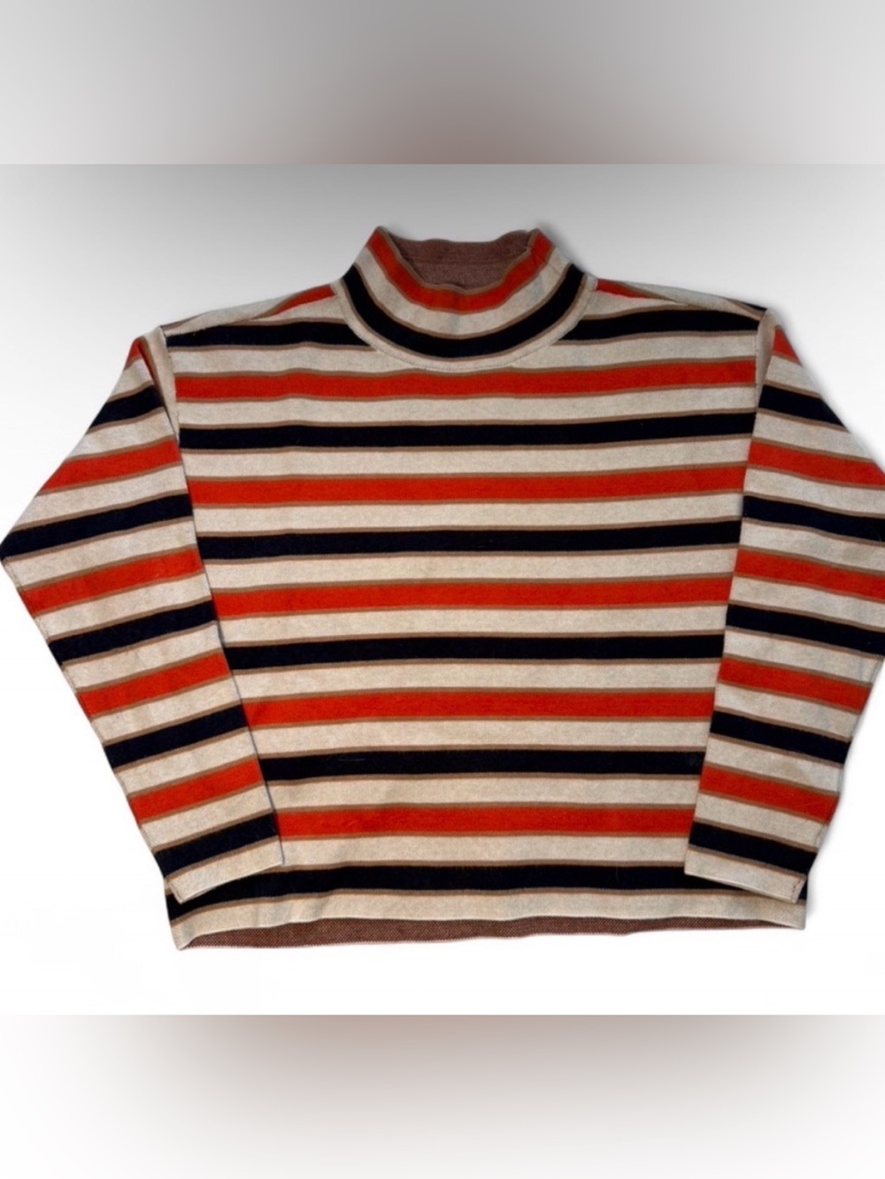 Anthropologie Maeve orange striped mock neck sweater Size Medium♣️